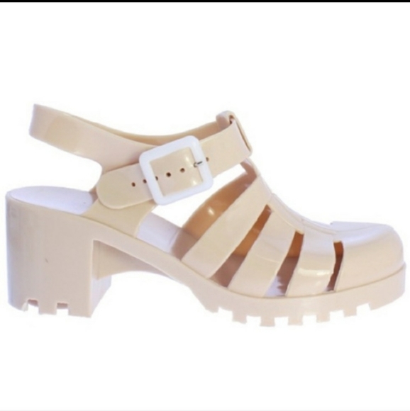 NWT ☆ Caged Gladiator Jelly Shoes in Beige - Picture 4 of 5